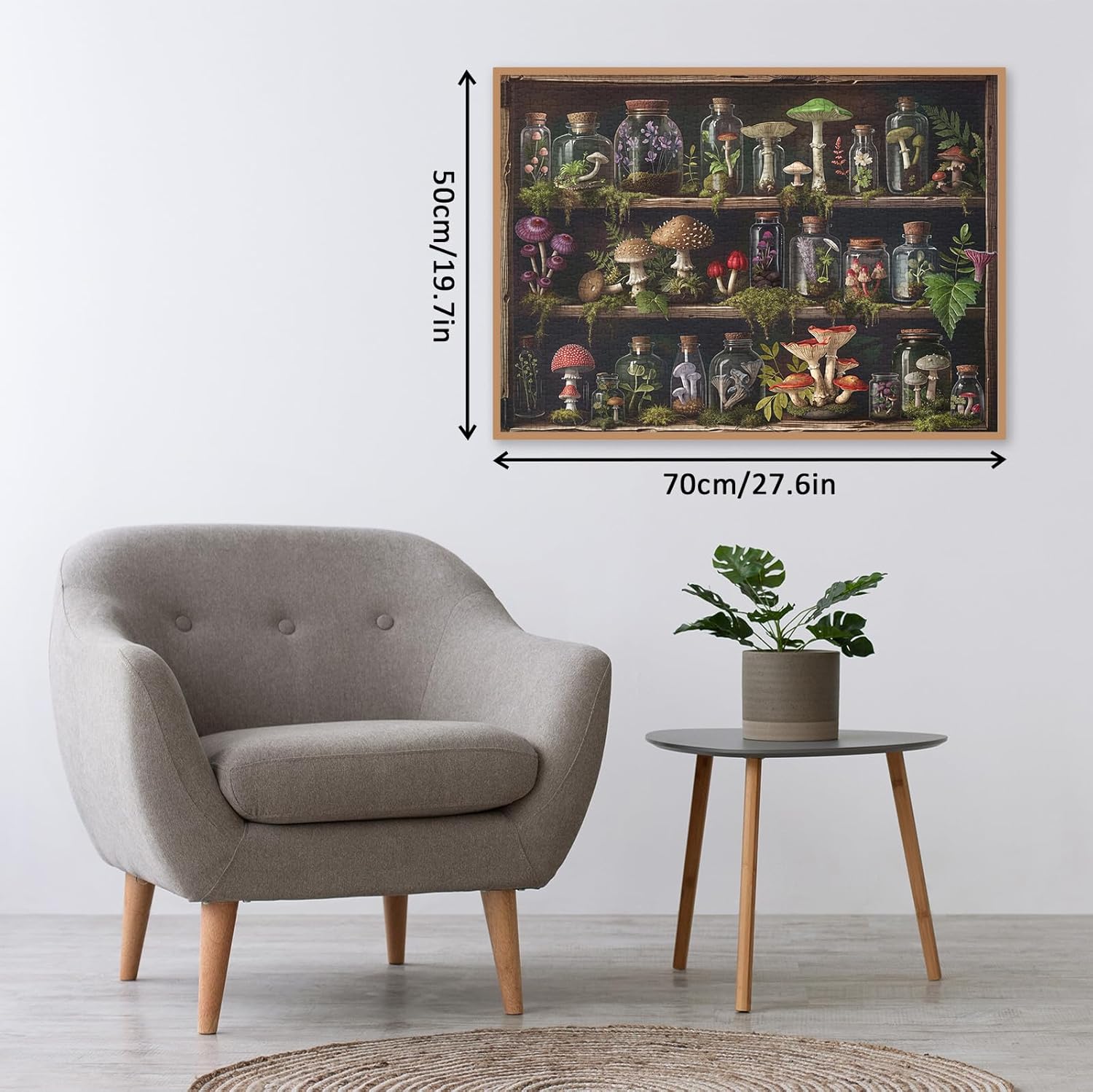 Bookshelf Mushroom Forest Puzzles for Adults 1000 Pieces. Colorful Nature Plant Jigsaw Puzzles. Challenging Family Art Puzzles