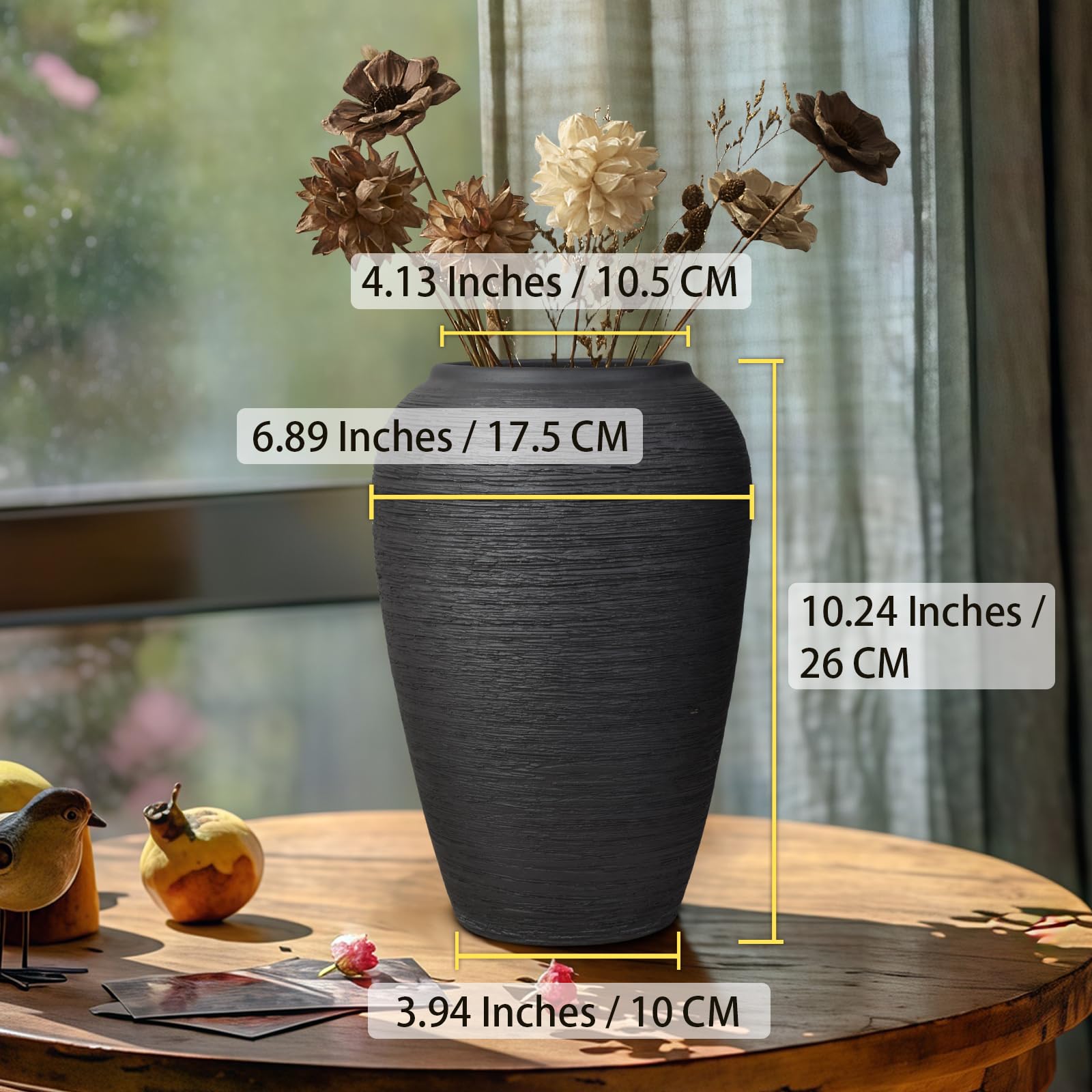 Amazon.co.jp: セラミックヴィンテージ大型花瓶、10.2インチ ファーム