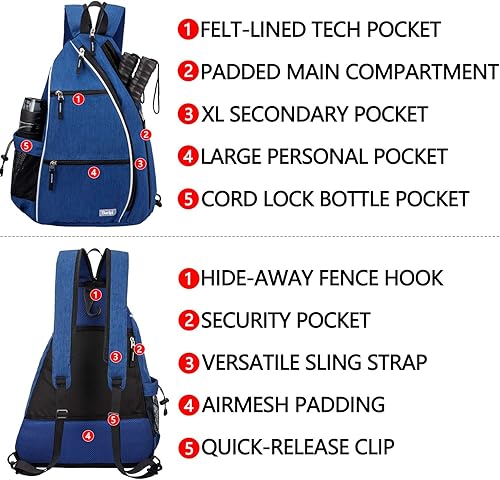 Miniatura 4 de Mochila de Pickleball Sucipi - Mochila de Pickleball para Hombres y Mujeres, Bolsa de Hombro Ajustable con Gancho para CercaGran CapacidadBolsillo