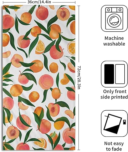 Miniatura 2 de Giwawa Juego de 2 toallas de mano de color naranja melocotón, toalla de cara con diseño de frutas, bonito diseño brillante y colorido, toalla facial