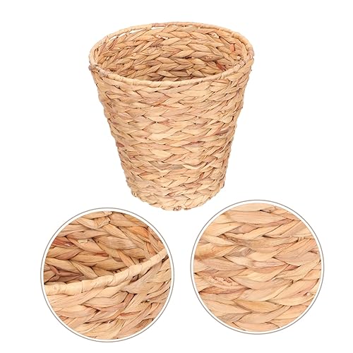 Miniatura 4 de Cesta de basura tejida de ratán, cesta de basura para oficina, cesta de almacenamiento de jacinto, cesta de basura tejida con paja, cesta de