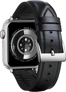 V VOLT Leather Strap Compatible with Apple Watch 49mm 45mm 42mm Silicone Inner Wax Leather Strap Compatible with Apple Ultra/Ultra 2 SE SE2 Series 9/8/7/6/5/4/3/2/1