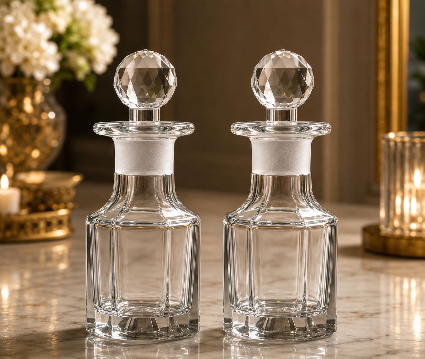 PREMIUM GLASS BOTTLE 100 ML | Faceted Ball Stopper, Octagonal Design, For Essential Oils, DIY Perfume Storage, Set of 2-image-45