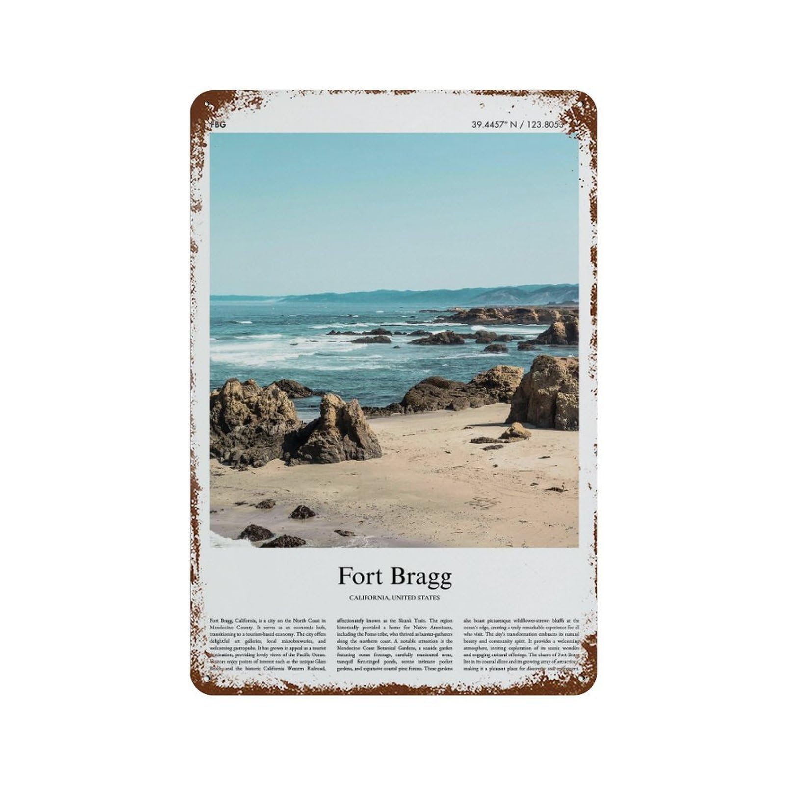 xiaoxiaoshen Fort Bragg California City Scenery Wall Decor Art Metal Tin Poster Modern Home Decor Art Home Bar Shop Decorations Vintage Sign 30x20cm