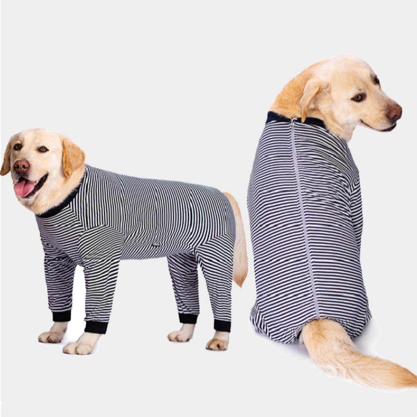Grande cane Pigiama Dog Toorsie Stripes caldo maschio femminile pienamente coperto pancia per pigiami di cane di medie dimensioni