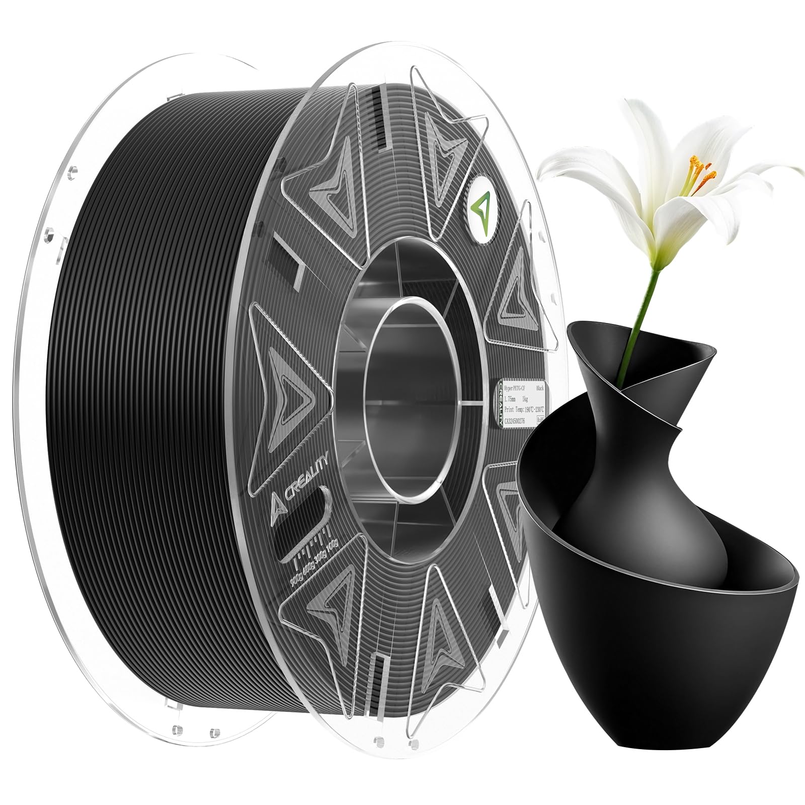 Creality Hyper PLA RFID Filament, 1KG 3D Printer Filament 1.75mm with RFID Tags for Creality Filament System Auto Identification, High-Speed Printing Filament(Black)-image-48