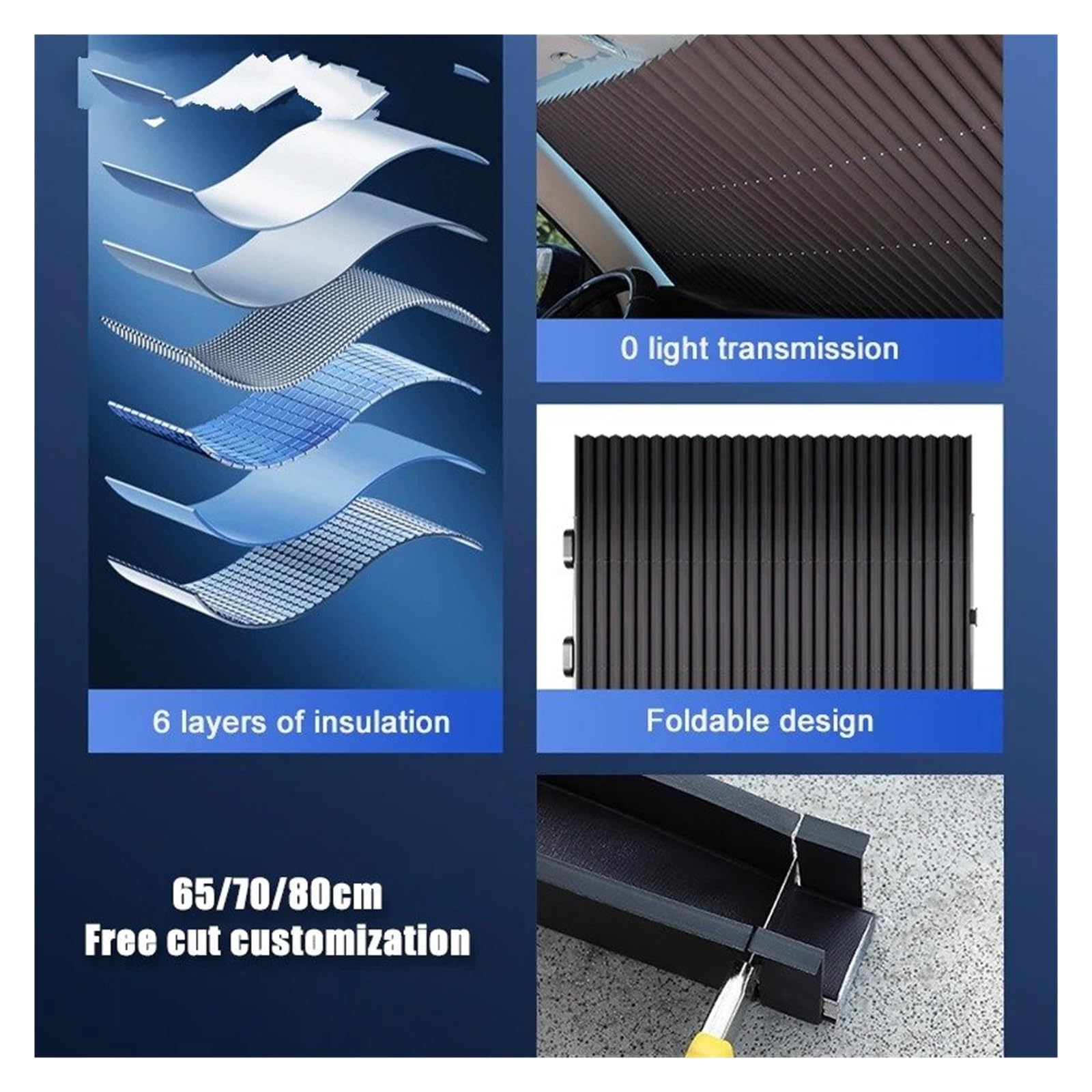 Parasol retráctil para Parabrisas de Coche con ventosas, Plegable para Ventanas Delanteras y traseras, con protección UV para Verano (80 cm - Camión)