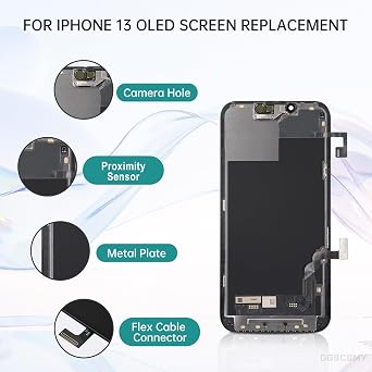 [OLED] Screen Replacement for iPhone 13 6.1 Display Digitizer Earpiece Proximity Sensor Ambient Light Sensor OLED 3D Touch Full Assembly Repair Fix Tools Kit A2631 A2633 A2634 A2635 A2482