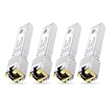 4Pack SFP+ to RJ45 10Gb,10GBASE-T Copper Module Mini-GBIC Transceiver for Cisco SFP-10G-T-S, Ubiquiti UF-RJ45-10G, Netgear, Mikrotik, D-Link, Supermicro, TP-Link, Linksys, CAT6A/CAT7, up to 98FT(30M)