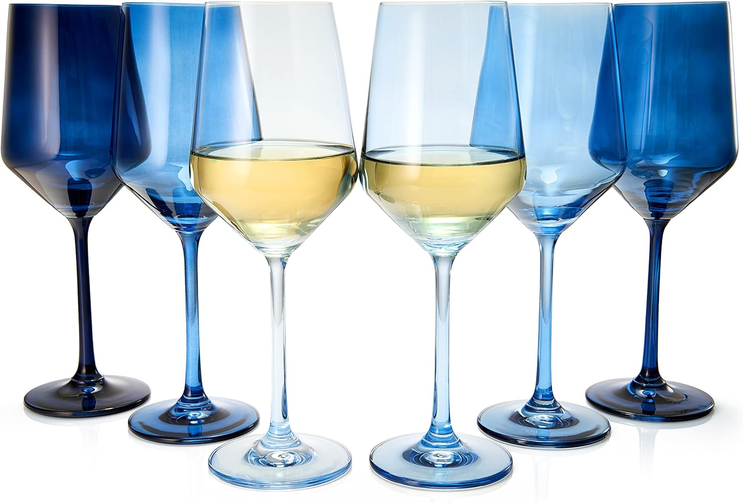 Winter Blue Christmas Wine Glasses Set of 6 Colored Crystal 12oz Navy Tall Stemmed Glassware for Holiday Celebrations, Elegant Drinkware Gift for Him, Her, Friends, Winter Snow Party Decor Gifts - Image 4