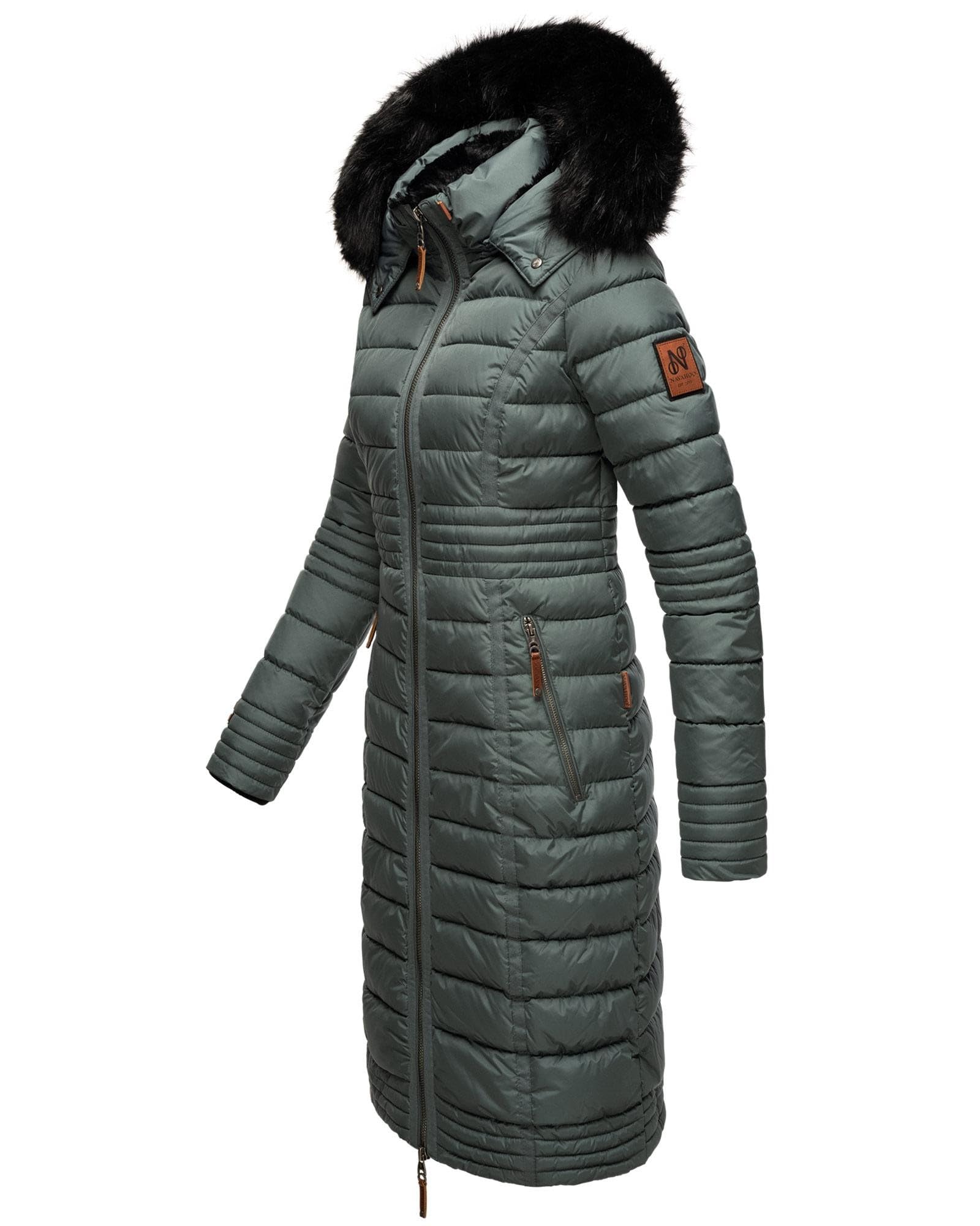Navahoo B670 - Abrigo de invierno para mujer, acolchado largo, cálido, de peluche