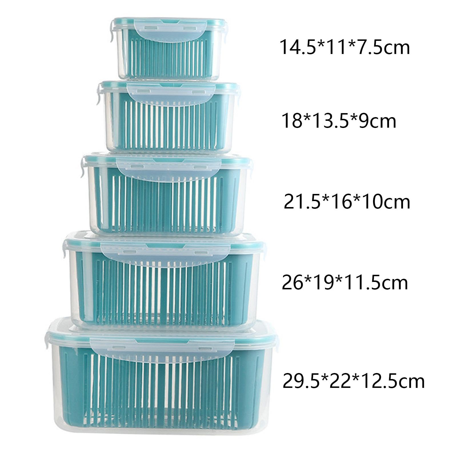 5 Cajas de Almacenamiento de Alimentos para Congelador, Portátiles, Rectangulares, para Conservar, Ideales para Refrigerador O Encimera.