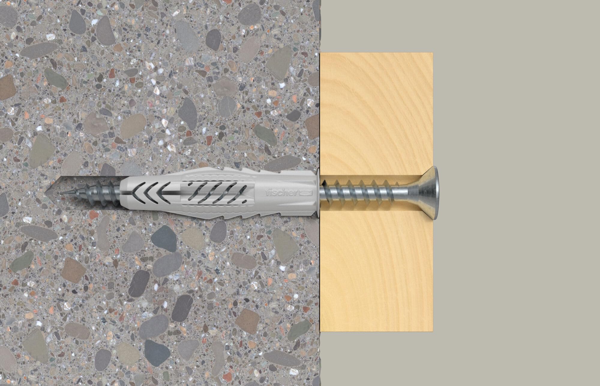 Fischer 50 Tasselli Universali con Vite UX 8x50 R S per Muro Pieno, Mattone Forato, Cartongesso, per Installazione e Fissaggio Mobili, Armadietti, Lampade, Staffe TV, 71550