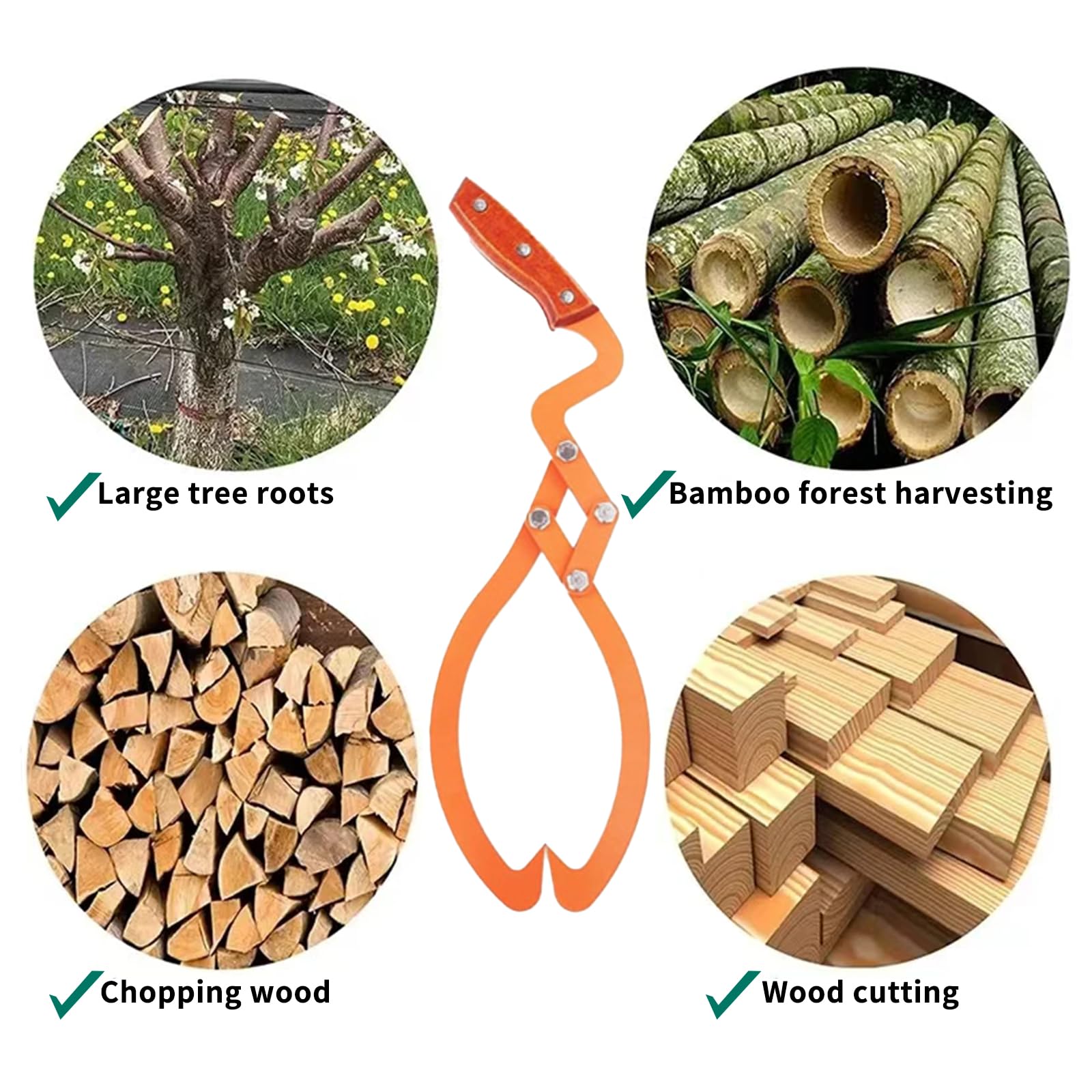 Handpackzange zur Holzbearbeitung, 50cm/20 Zoll Forst-Handpackzange Holzgreifer Forstzange Stahl Forstzange für Baumstämme Holzzange Hebezange Packzange ür Waldarbeit, Gartenholzumschlag