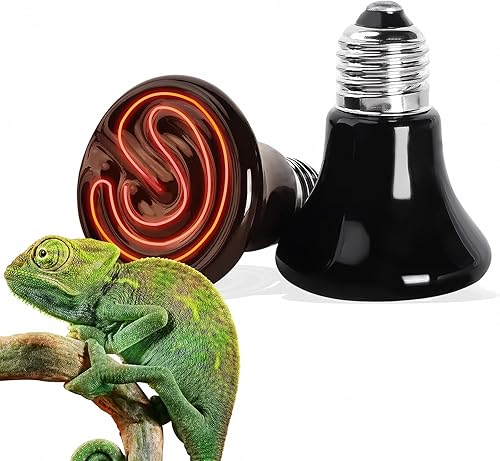 Paquete de 2 bombillas de calor para reptiles de 50 W, emisor de calor de cerámica infrarroja de 50 W para gallinero criador, lagarto, cordero,