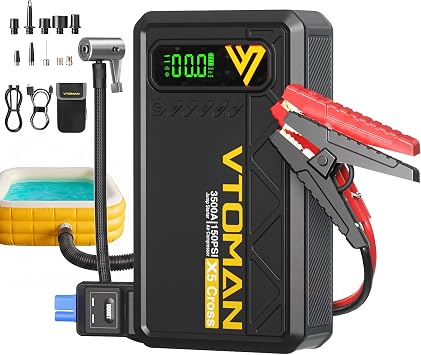 VTOMAN X5 Cross 3500A Jump Starter with Air Compressor & Air Pump/Blower