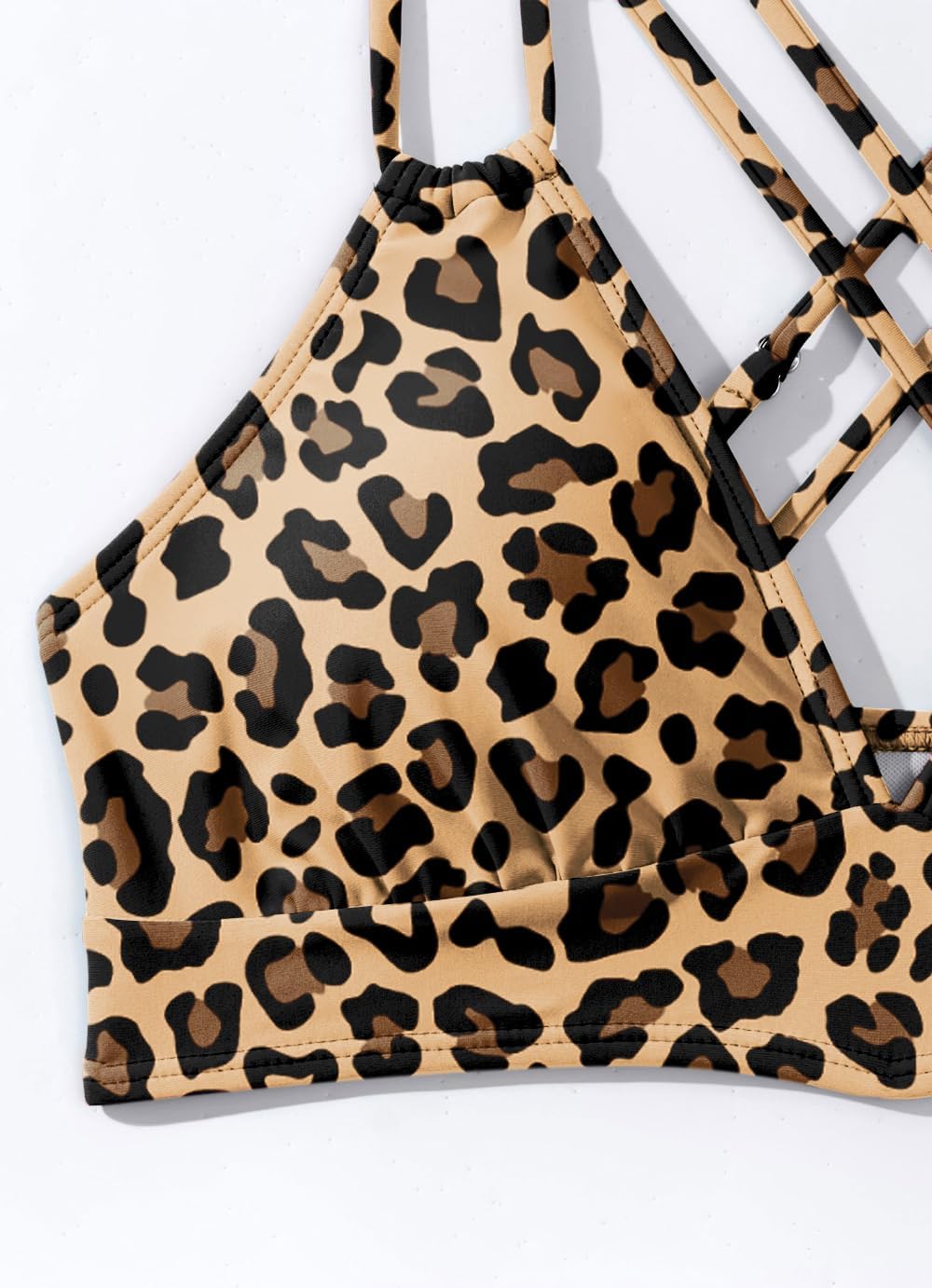 Tainehs Women's Push Up V Neck Bikini Tops Criss Cross Back Padded Bathing Suit Top Only - Image 5