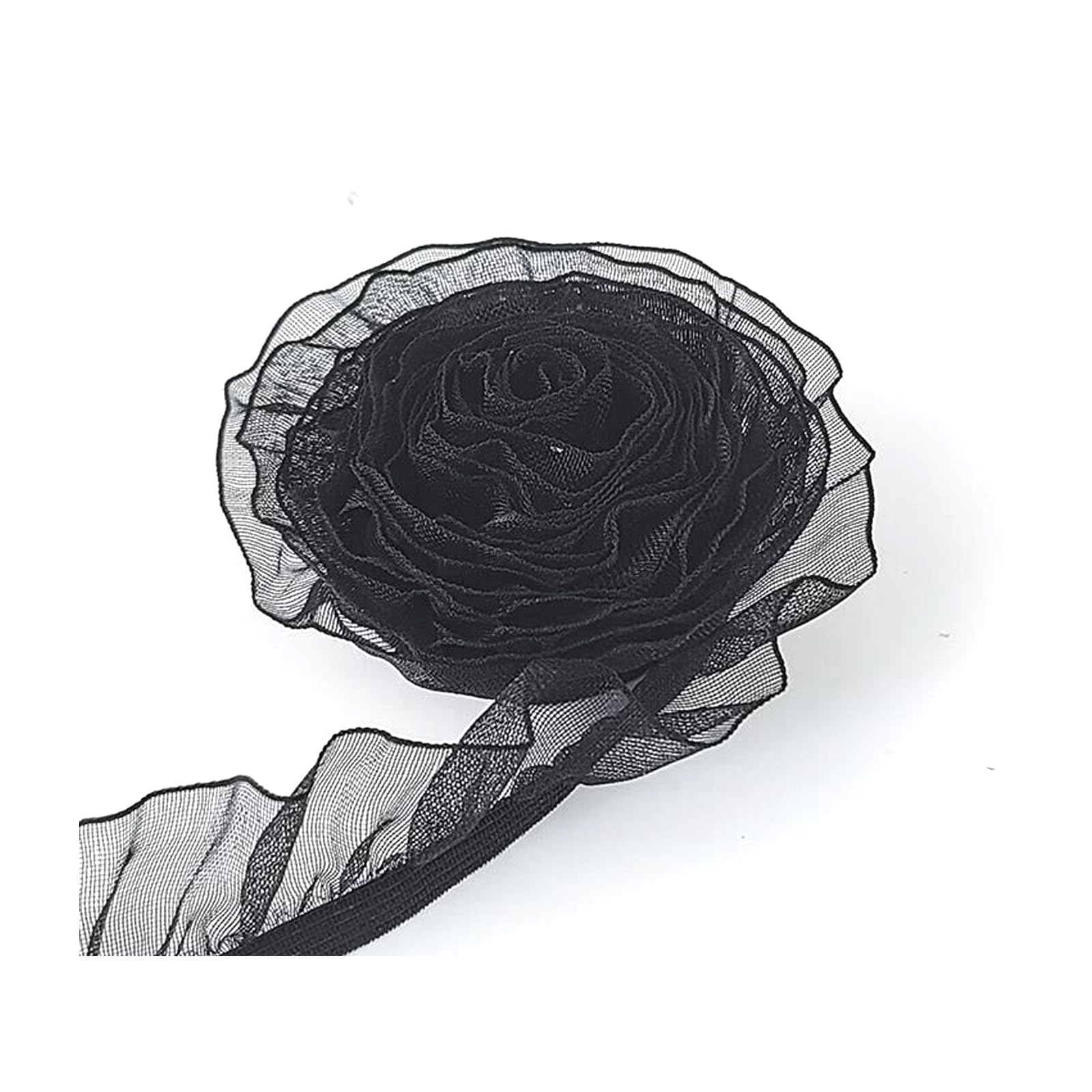 PWHUYJLEY 10M 10MM Rüschenband Elastisch, Spitze Rüschengummi für Hochzeit Dekorative Kleidung Haar DIY Nähen Zubehör (Schwarz)