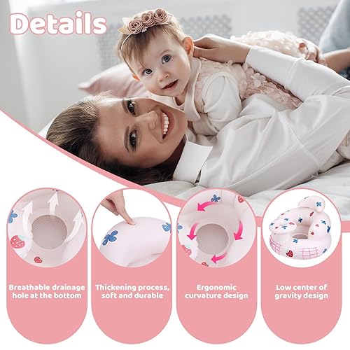 Miniatura 5 de Asiento inflable para bebés de 3 meses en adelante, asiento de apoyo para bebé, silla para sentarse, asiento de piso con bomba de aire integrada