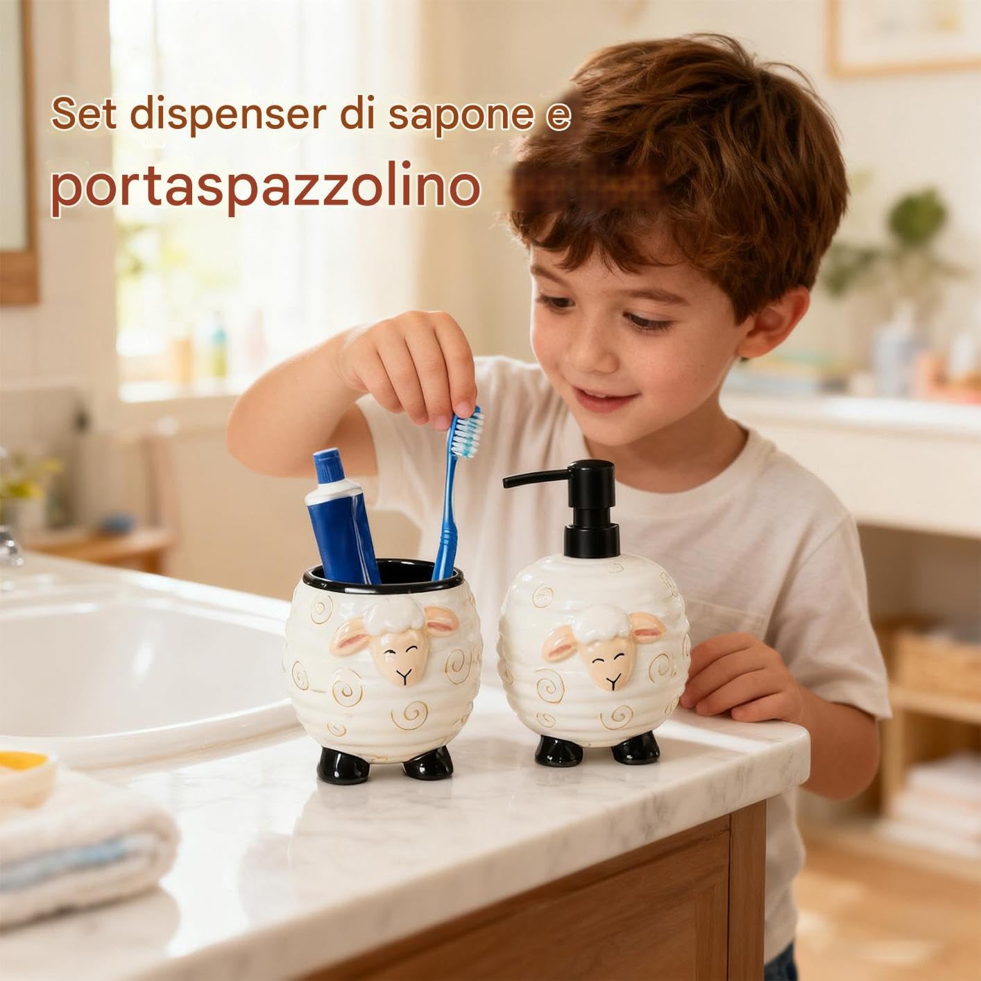 Set Portasapone E Portaspazzolini Da Bagno Set in Ceramica a Forma di | Set per Sapone da Bagno Per Casa Camera Da Hotel Viaggio Vacanza