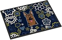 Vista 293 de Caroline's Treasures BB1449JMAT - Tapete de bienvenida de carlino negro, 24 x 36 pulgadas, tapete azul para puerta delantera, para interiores