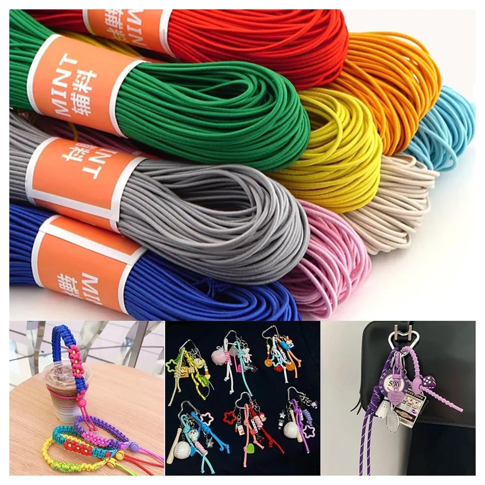 Gummiband Elastische Schnur für Armbänder Elastischer Faden Zum Basteln Bunte Elastisches Band Gummischnur Bastelschnur für Handwerk Armband Halskette Schmuckherstellung Orange*2 mm 100m