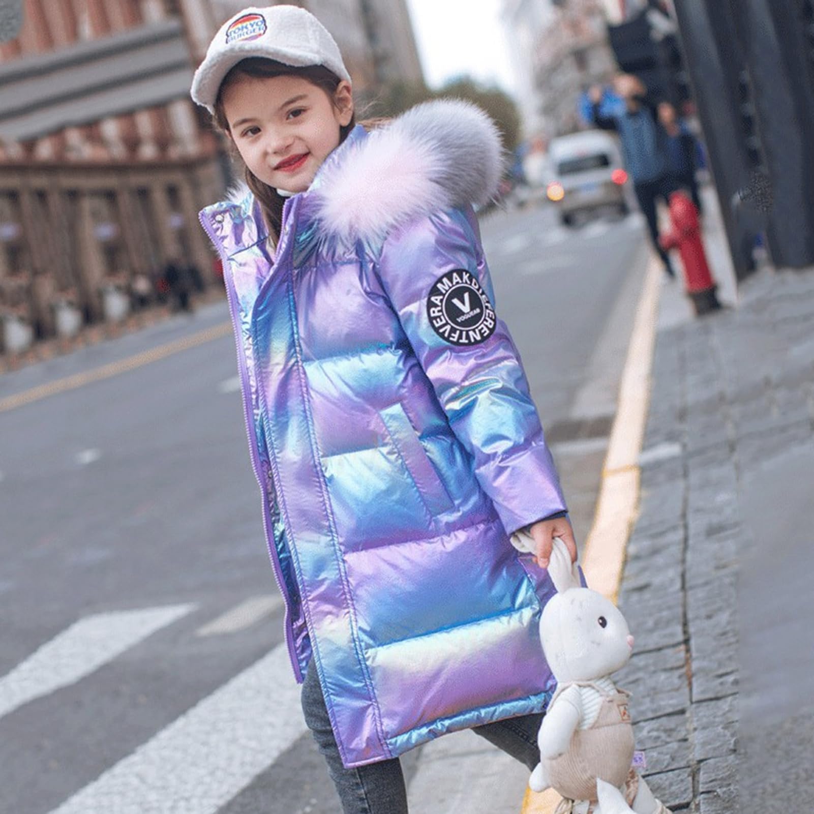 Piumino Ragazza Addensato e allungato Cappotto Antivento Giacca Bambino Calda Giacca Outdoor Abbigliamento per Inverno
