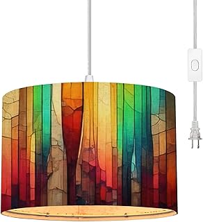 Plug in Pendant Light Colorful stained glass window Abstract stained gla...