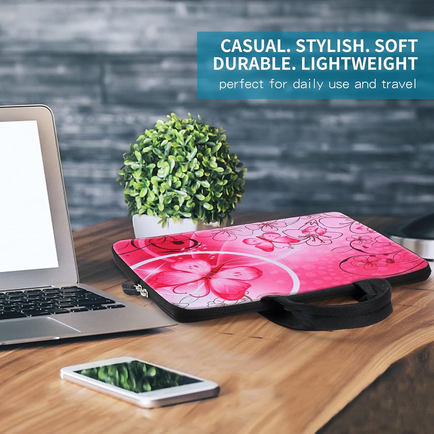 icolor 14 15 15.4 15.6 inch Laptop Handle bag Computer Protect Case Pouch Holder Notebook Sleeve Neoprene Cover Soft Carring Travel Case for Dell Lenovo Toshiba HP Chromebook ASUS Acer Pink ICB-10 - Image 3