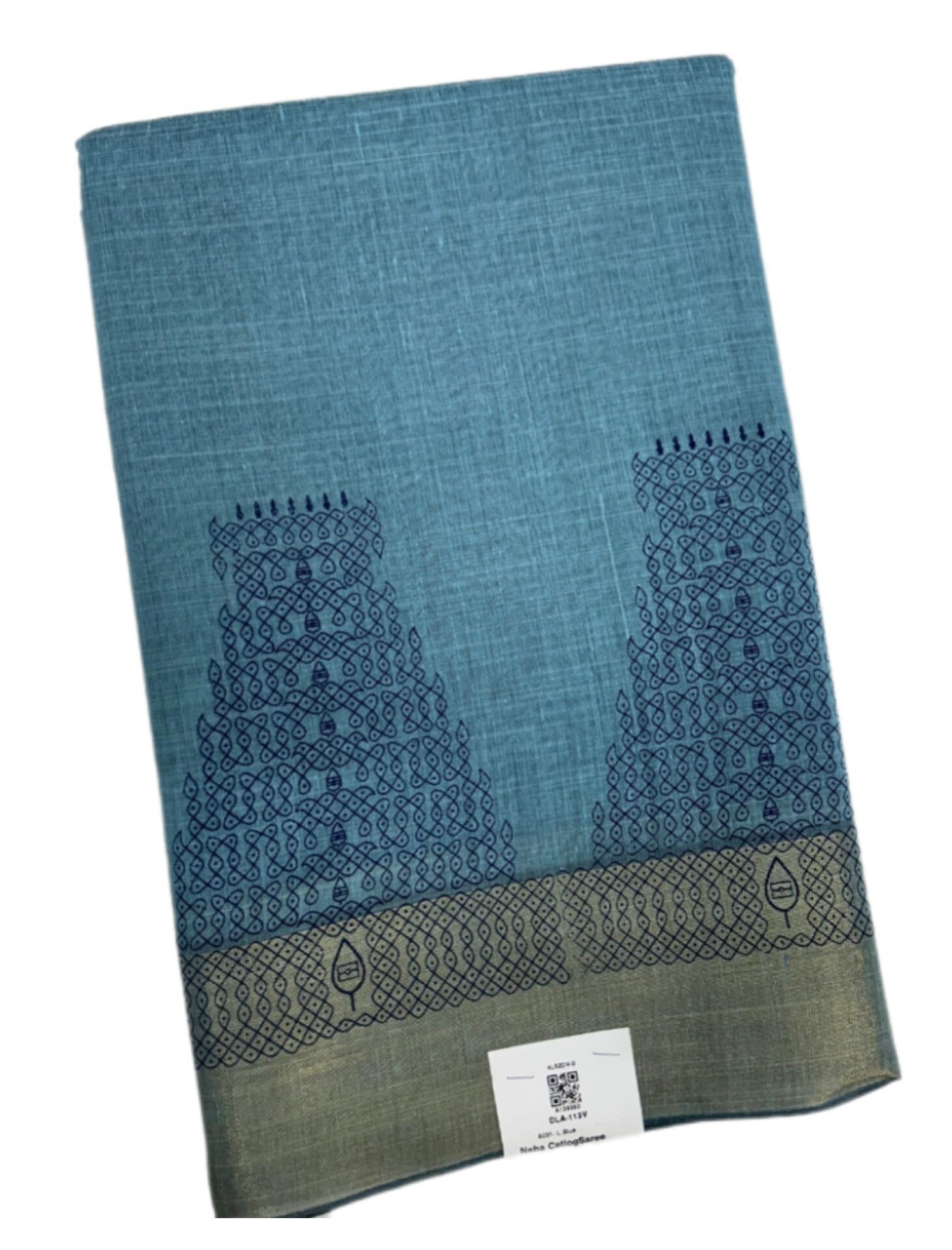 Silk Cotton Temple Printed Saree with Kolam Design | Traditional Ethnic Wear with Blouse Piece-picture-55