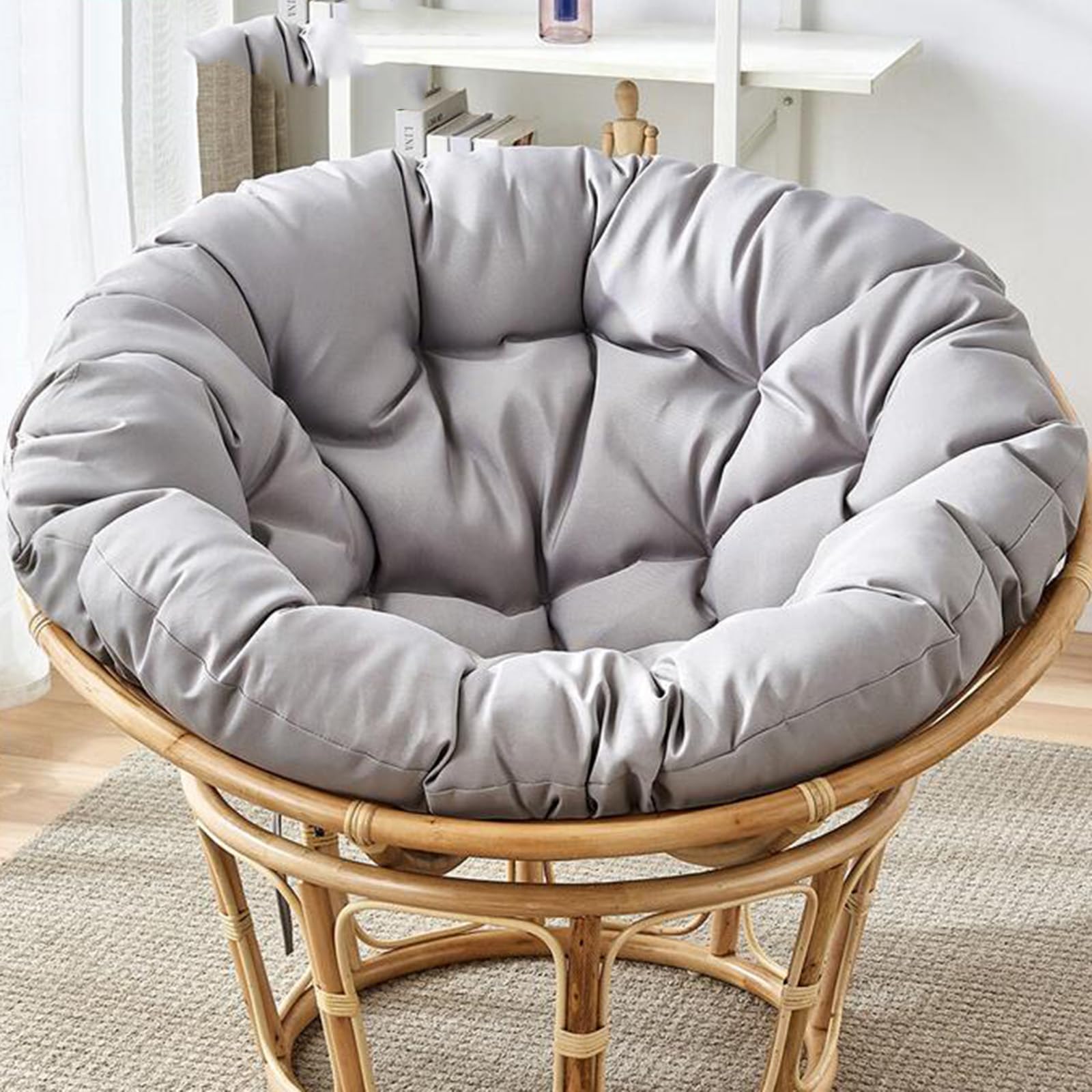 Extra dickes, waschbares Eierstuhlkissen für Schaukel, Hängekorb, Garten, Terrasse, Sitzkissen (170 x 120 cm, hellgrau) – bequemes Freizeit-Lounge-Zubehör