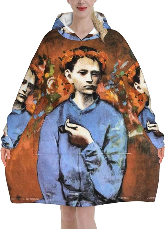 Amazon Co Jp パブロ ピカソ1 着る毛布 冬服 長袖 大きいサイズ 女性 上着 面白い パーカー カンガルーポケット スウェットシャツ 大人のブランケットシャツ プルオーバー フード付きブランケットシャツ 服 ファッション小物