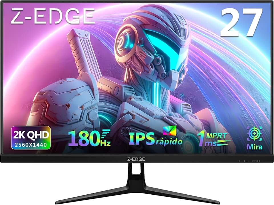 Monitor Gamer Curvo 27 polegadas 2K, 180Hz, QHD 2560 x 1440, IPS rápido 1 ms, FreeSync, 350 CD/m², 94% DCI-P3 HDR10, HDMI 2.0x2/DP 1.4x2, Suporte VESA, Sem Bordas