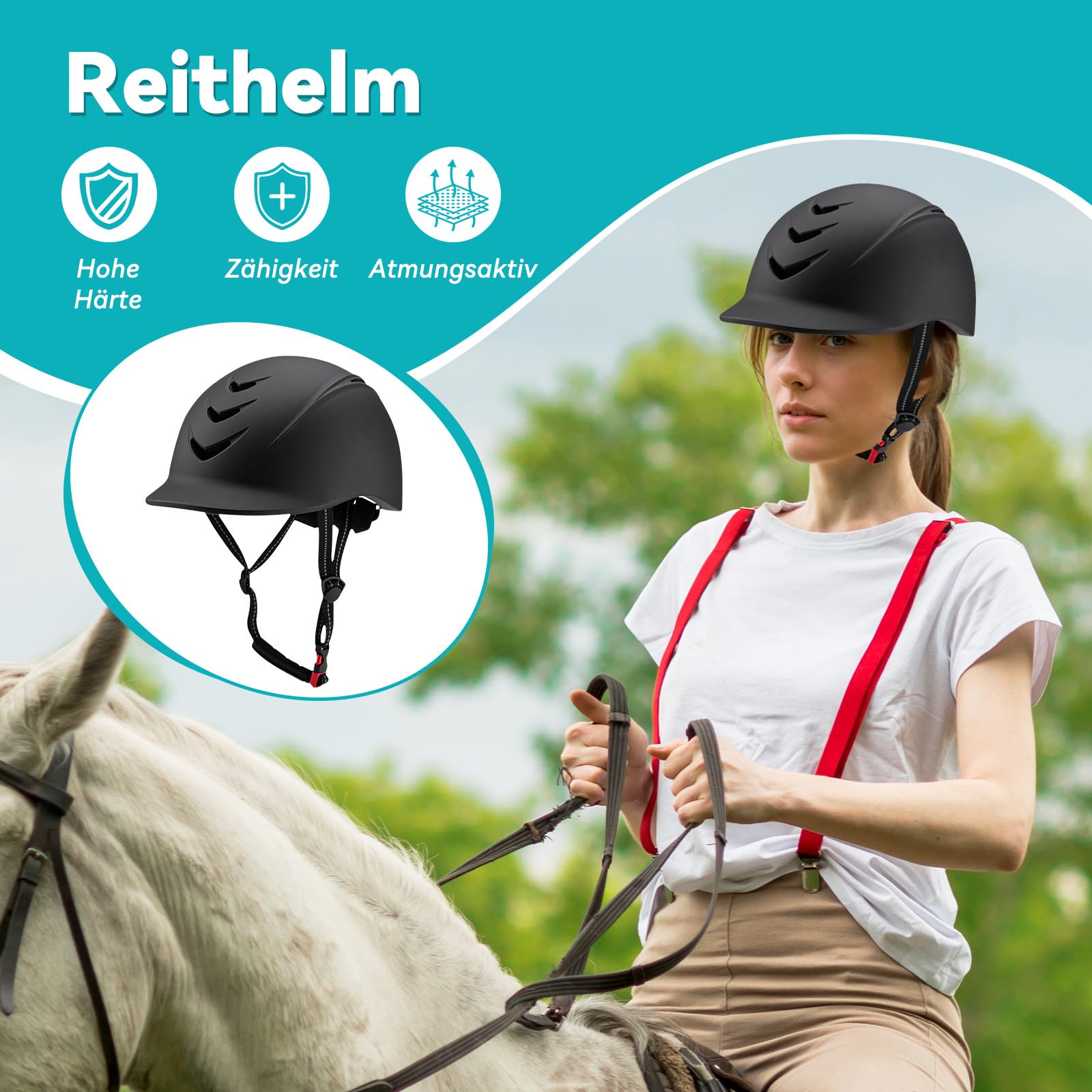 Sharplace Reithelm Schutz für Kinder, Kinderhelm, Reitkappe verstellbar für Mädchen & Jungen, belüfteter Reithelm zum Reiten, Radfahren, Skifahren