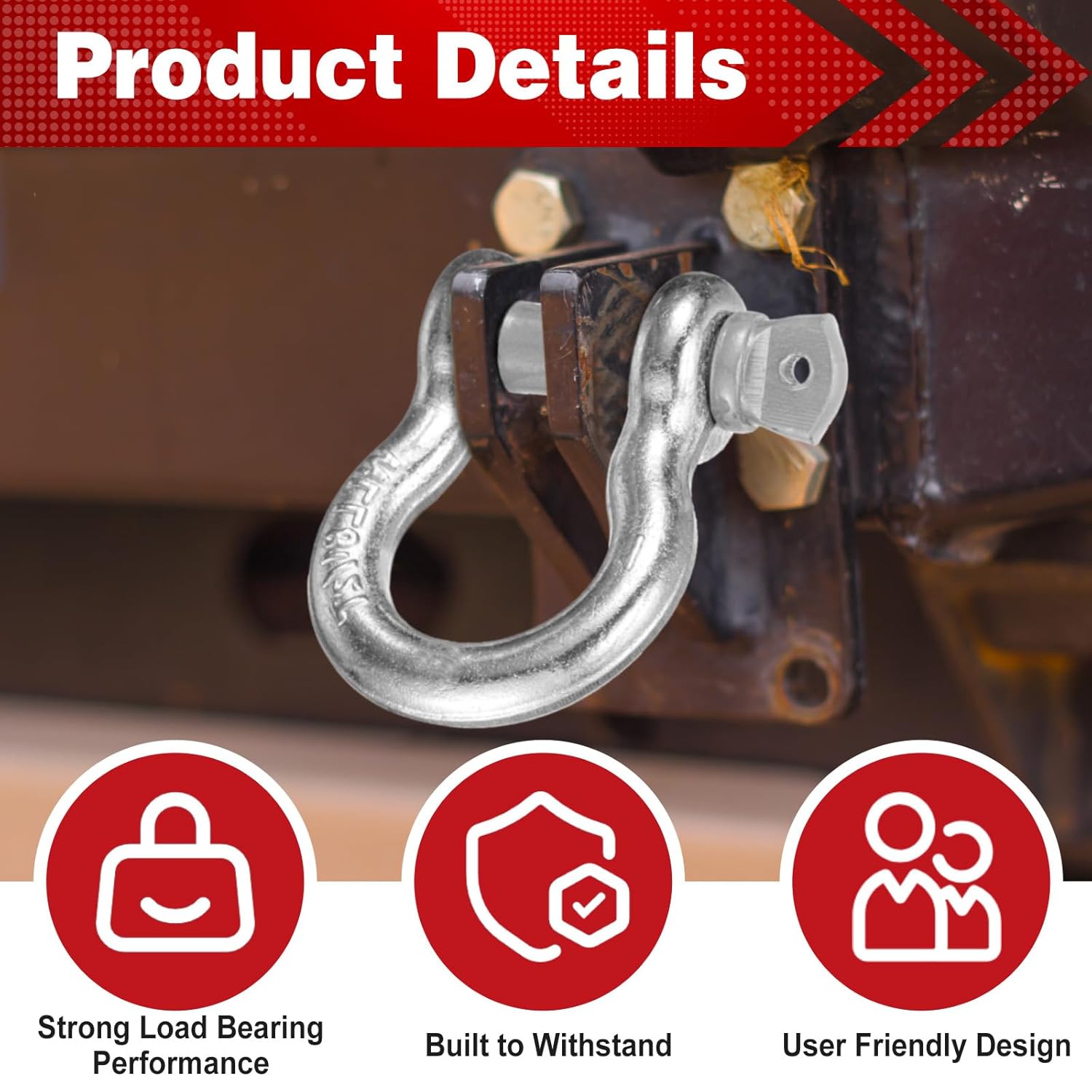 Pelopy 4 Pack 1 Inch Shackles D Ring Heavy Duty Bow Shackle with 1-1/8'' Screw Pin, 8.5 Tons / 18739 Lbs Working Load Limit for Towing Rigging Lifting Moving Winch Recovery