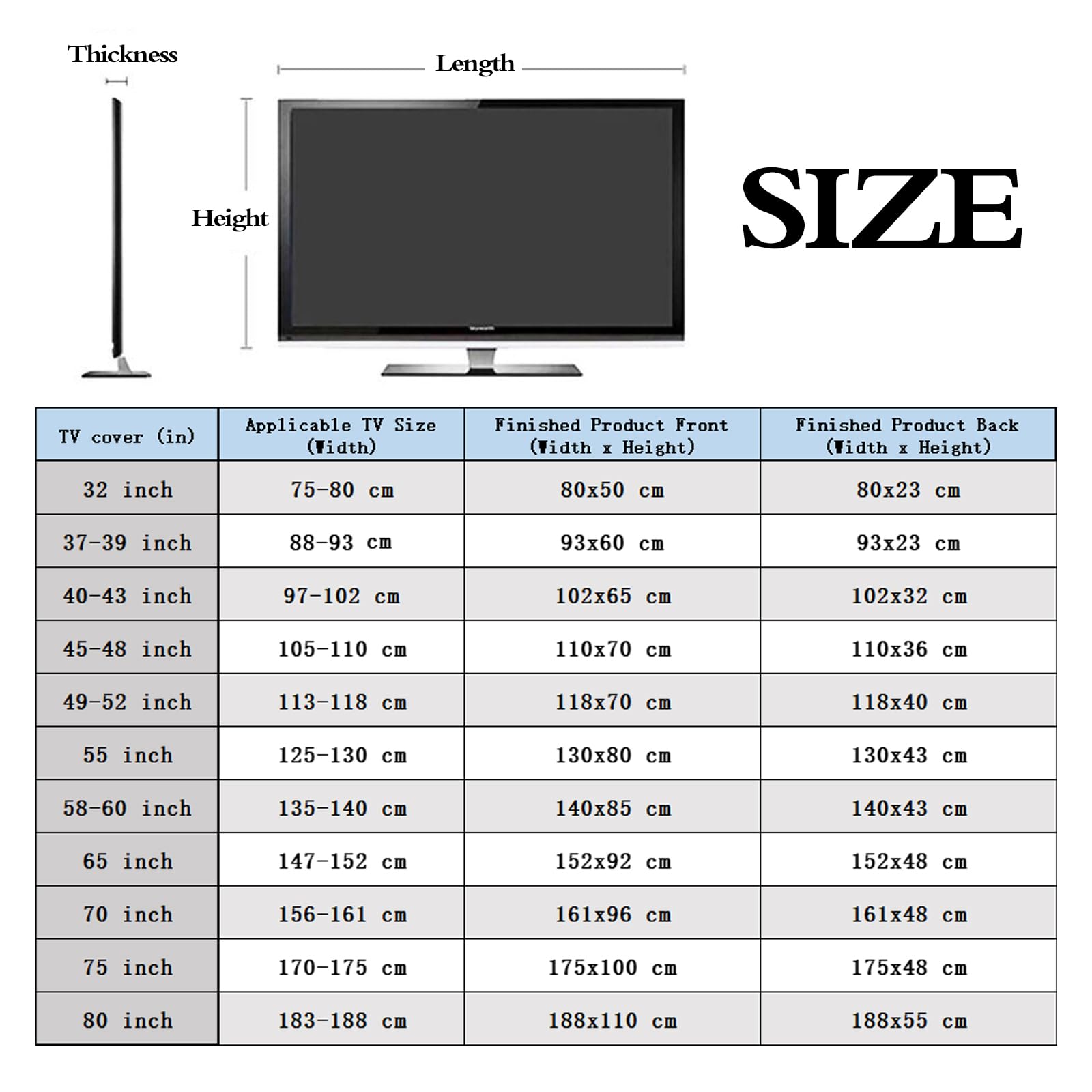 Fernsehen SchutzhüLle HäNgend,HüLles Bezug FüR Fernsehen SchutzhüLle,Tv HüLle StaubschutzhüLle,Waschbar,Elastisch,Wasserdicht,Anwendbar 32-80 Zoll Flacher Fernseher