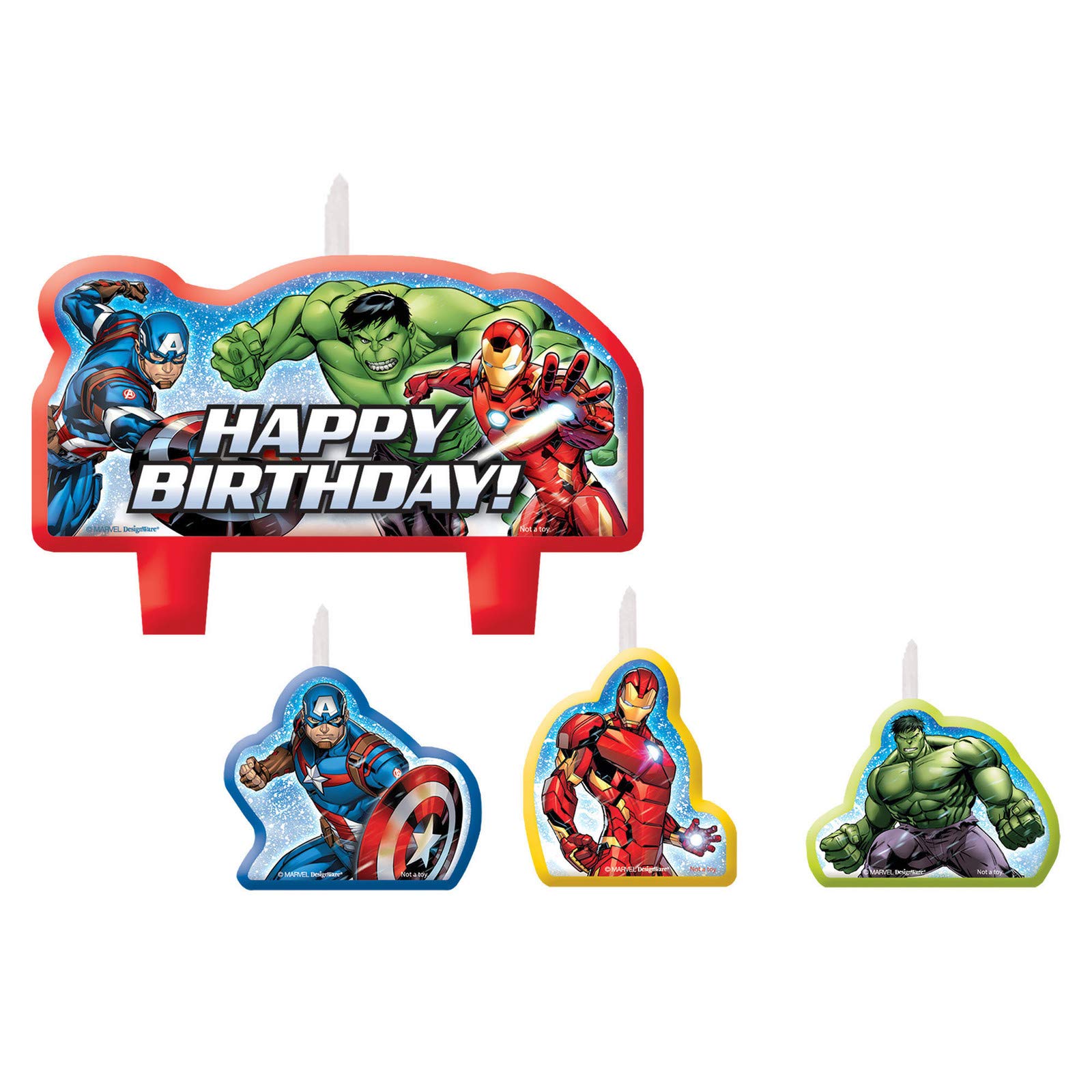 Amscan Epic Avengers Candle Sets (4 ct),white,one size