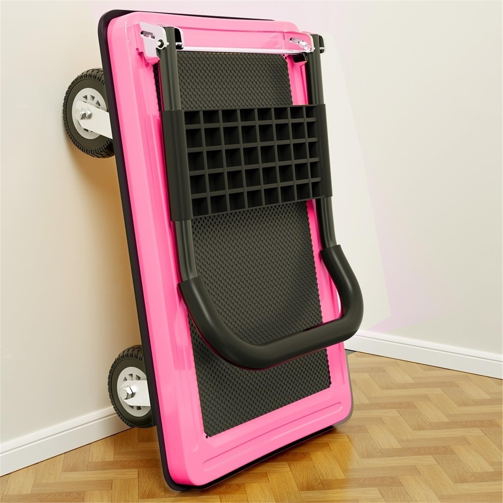 Carrello con Piattaforma Leggera Rosa Ruote in Gomma da 6 Pollici, Carrello Multiuso for Lo Spostamento dei Bagagli Carrello Pieghevole per Magazzino