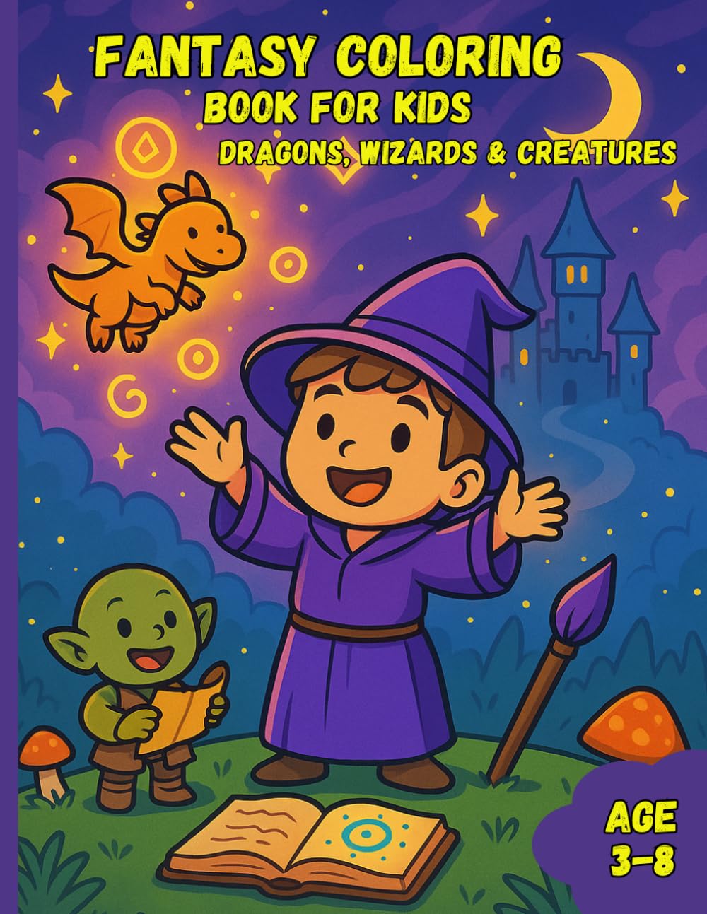 Fantasy Coloring Book for Kids: Dragons, Wizards & Magical Creatures | Fun and Easy Coloring Pages for Ages 3-8