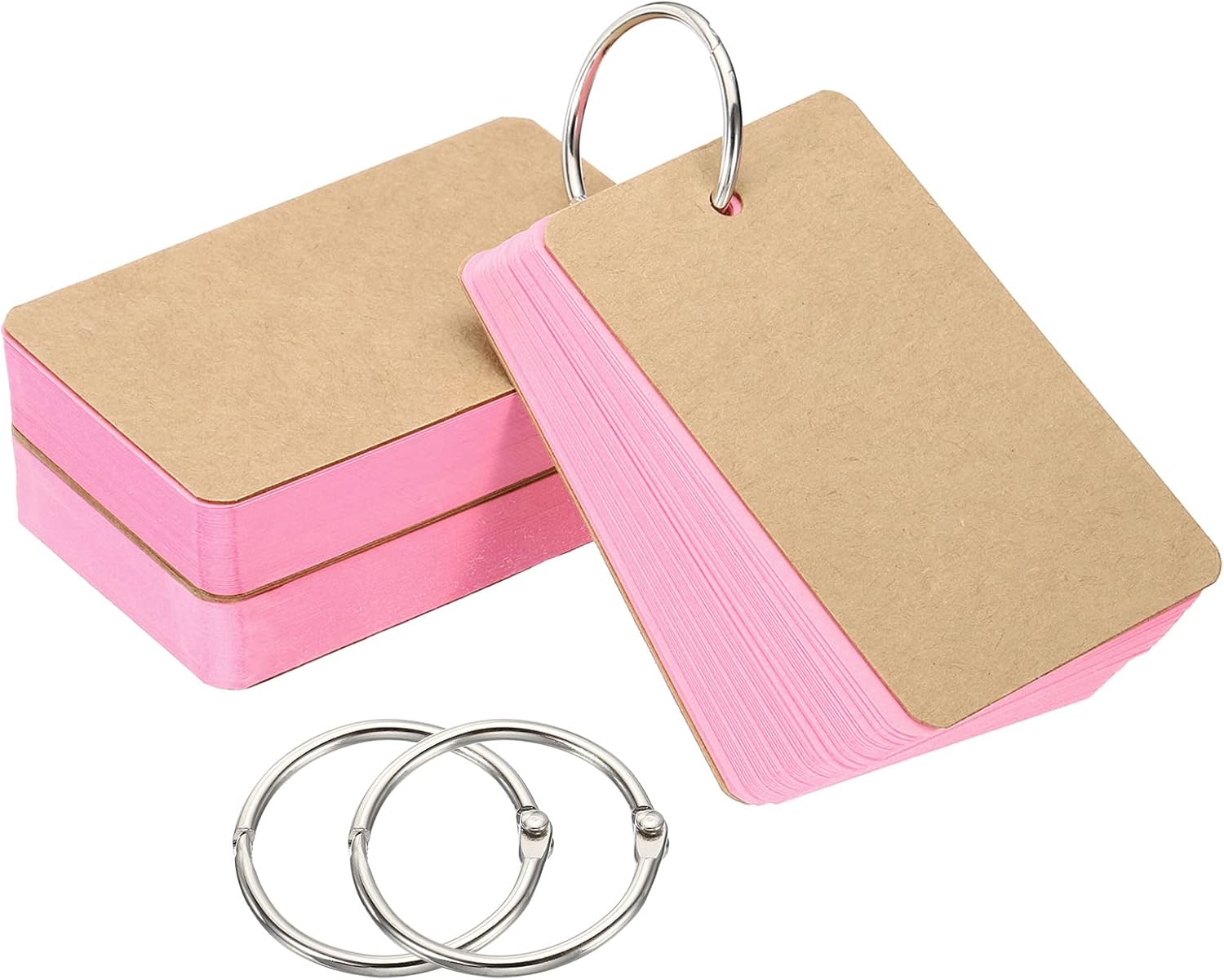 PATIKIL 3.5" x 2" Blank Flash Cards with Rings, 150 Pack Study Cards