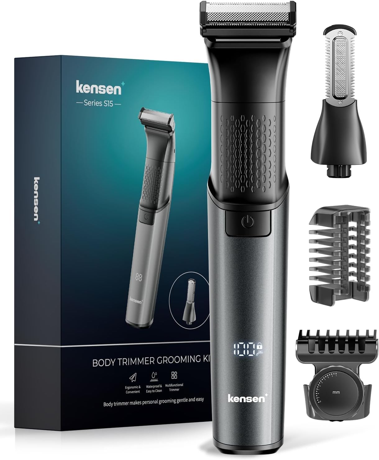 – Body Hair Trimmer Men, 2-in-1 Body Shaver & Pube Trimmer, Manscap Intimate Ball Razor Wet Dry, 100 Min Runtime, Attachment Combs 1-10 mm, Type-C