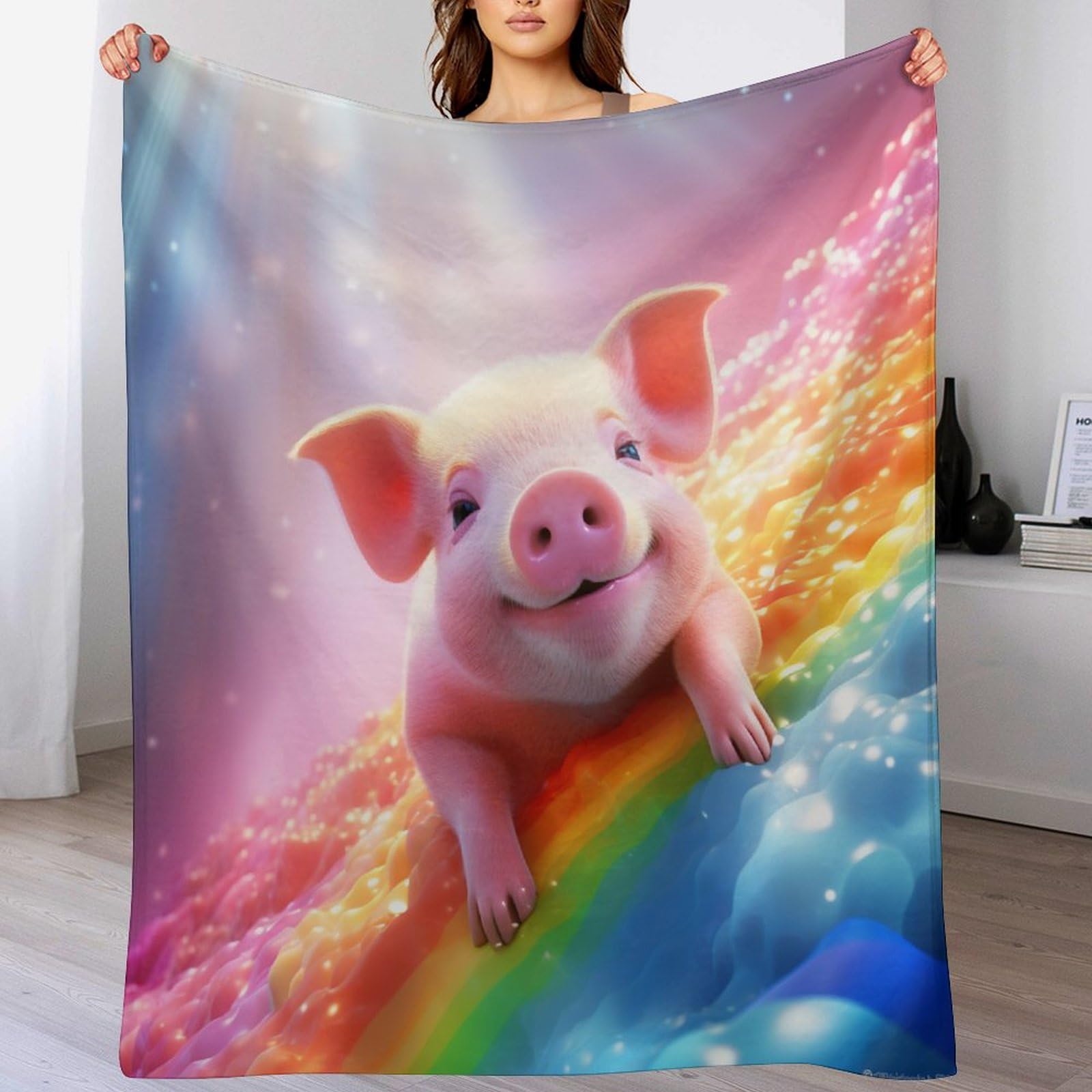 Couverture Cochon Mignon douce et moelleuse en flannel haut de gamme 130x150cm