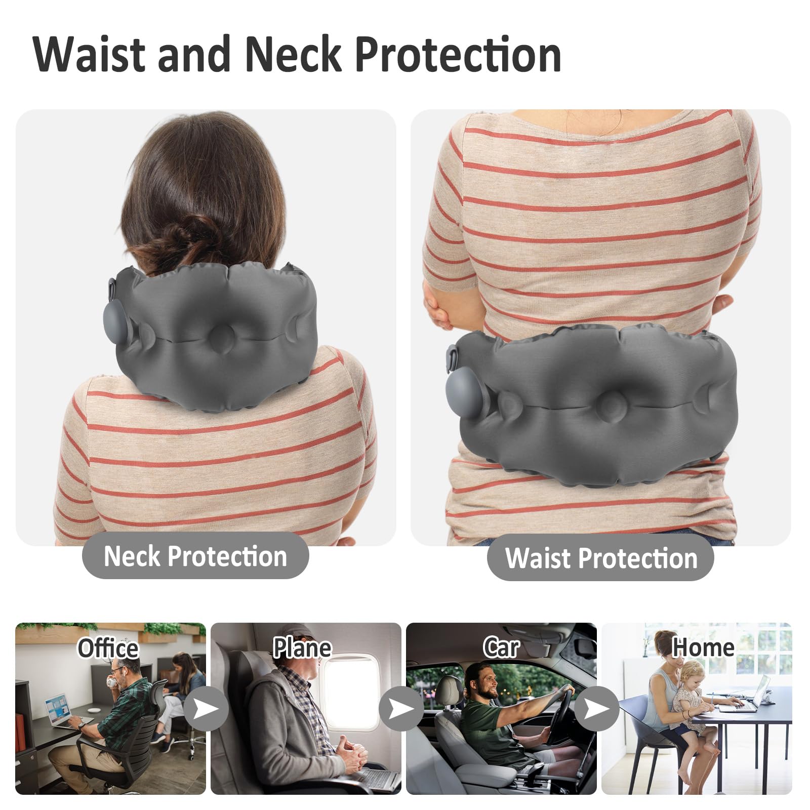 Guerity Inflatable Lumbar Pillow for Airplane Travel Lumbar Support Pillow Inflatable Travel Pillows - Image 2