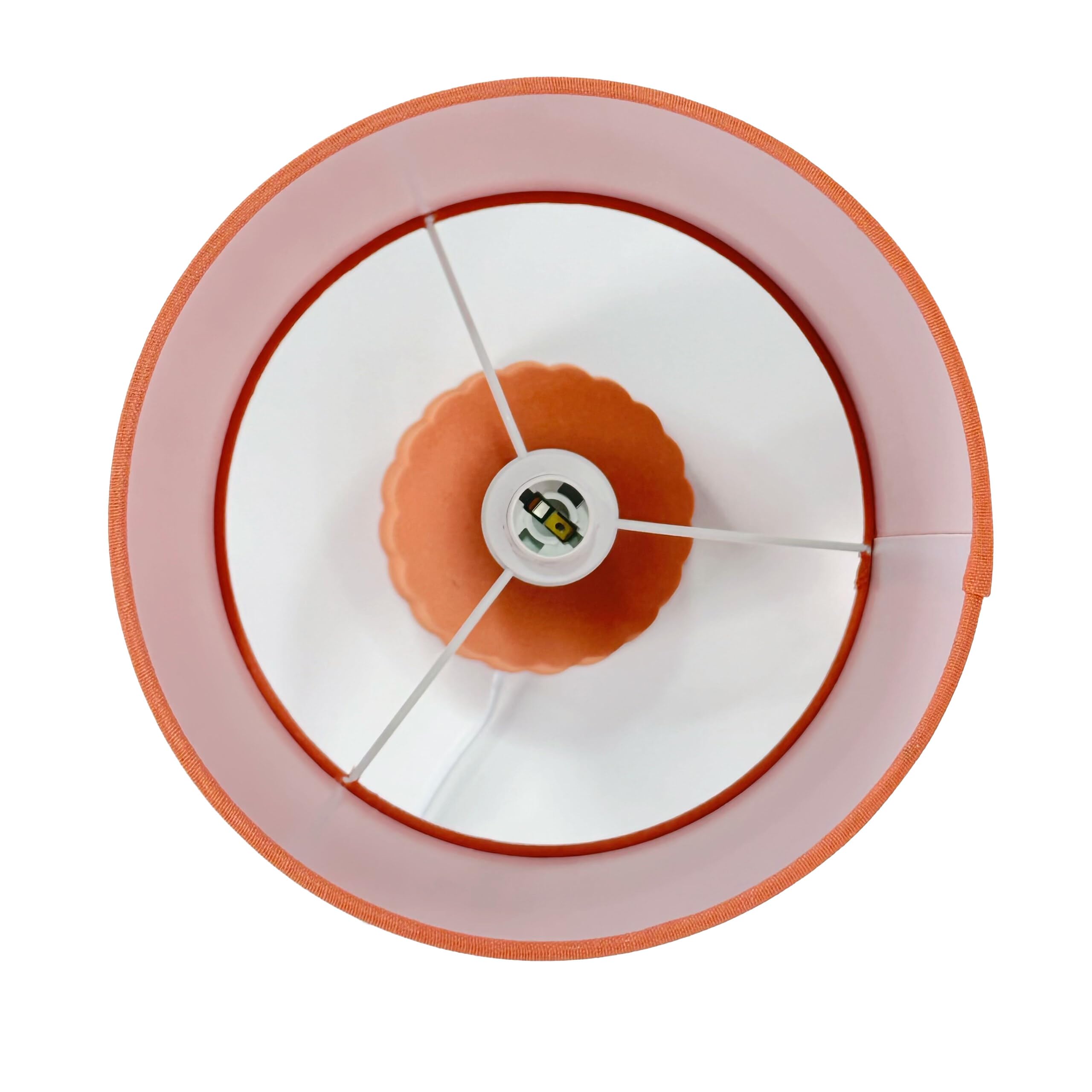 Relaxdays Lampa stołowa, wzorzysta podstawa ceramiczna, abażur z materiału, E27, wys. x śr.: 42 x 23 cm, lampka nocna z kablem, terakota