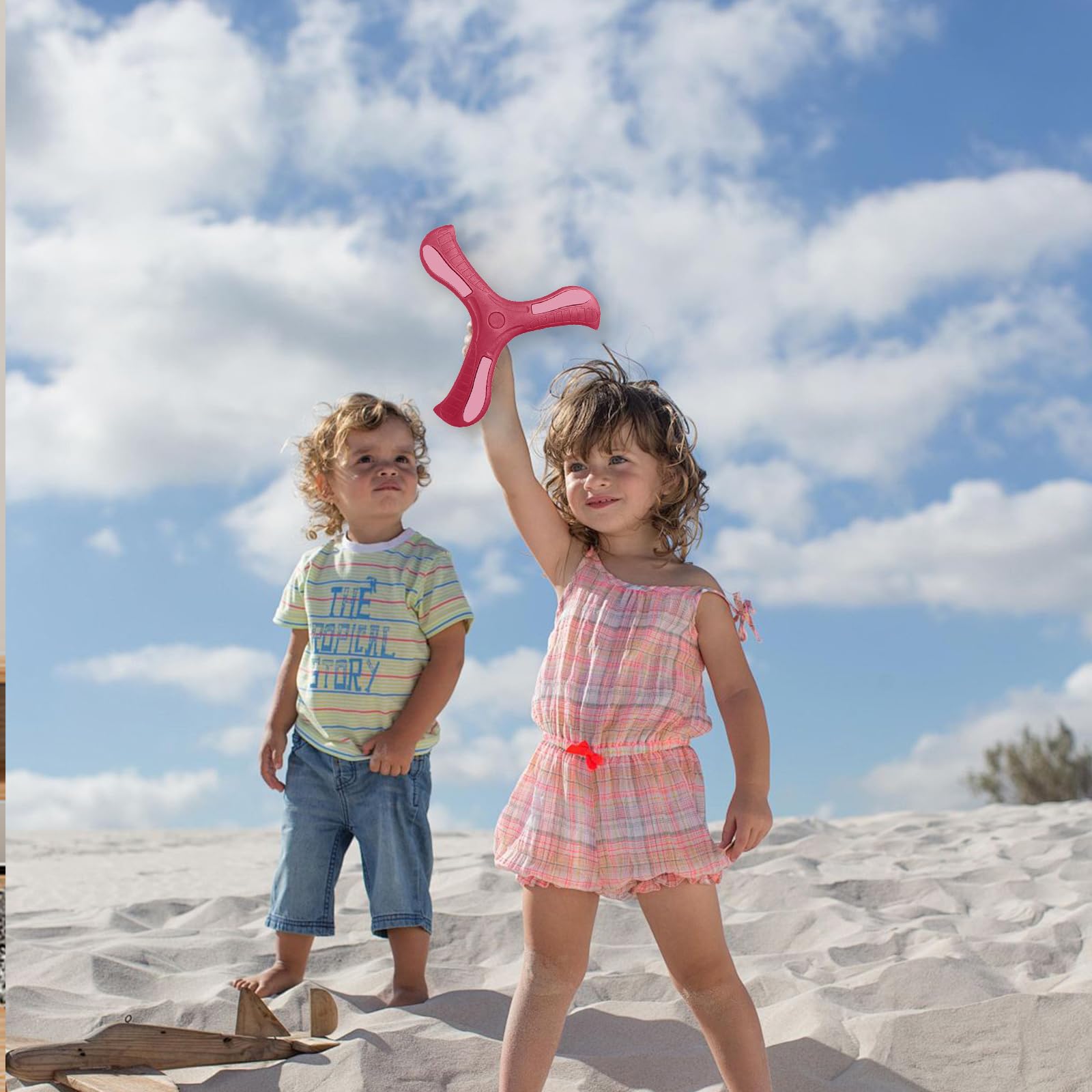 2 Pièces Boomerang Pour Enfants En Mousse EVA - Frisbee à Trois Ailes Doux Et Sûr Pour Jeu Extérieur