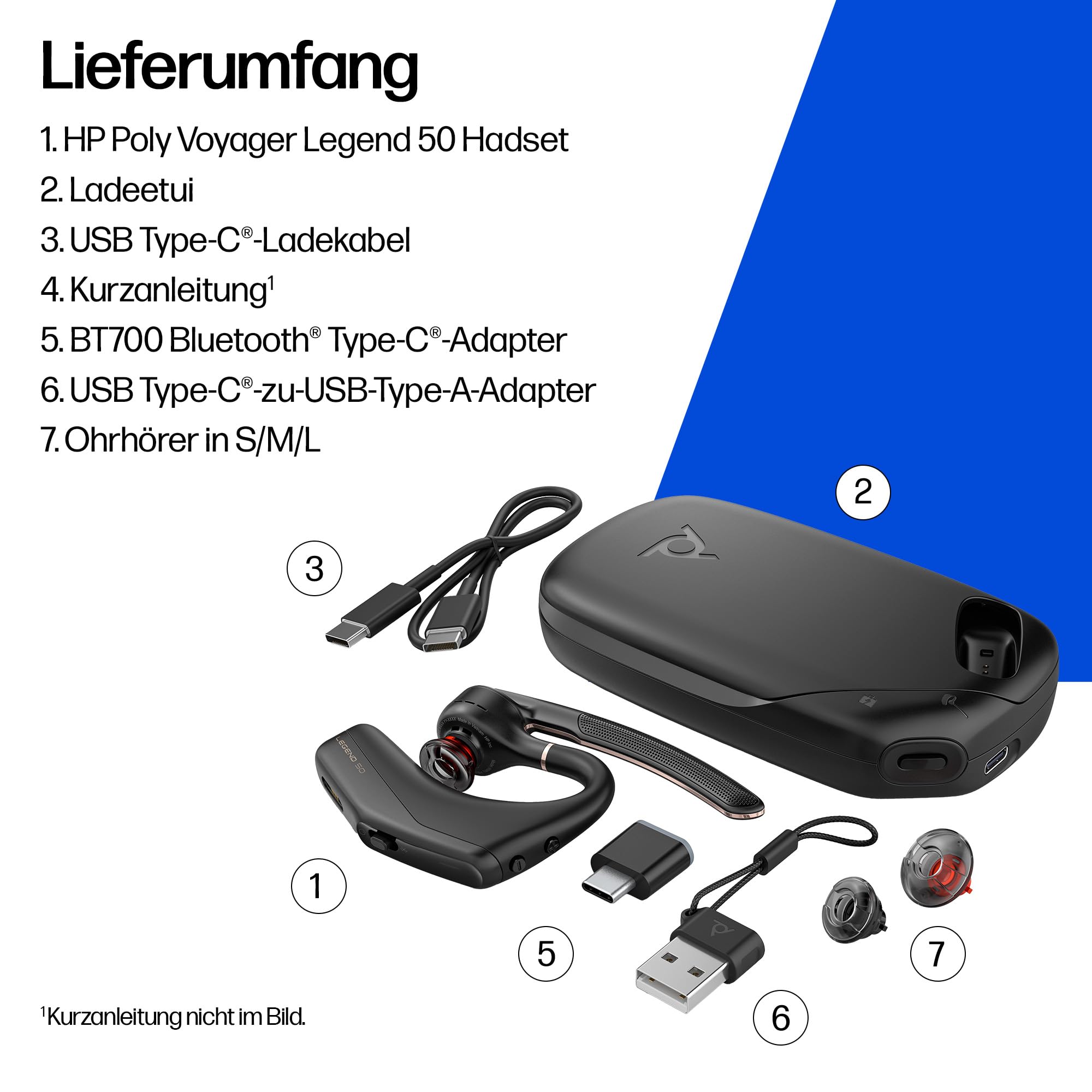 Poly Voyager Legend 50-M UC Bluetooth-Headset NoiseBlockAI WindSmart Smart-Sensor 10 Stunden Akkulaufzeit Geräuschunterdrückung Ladeetui Schwarz