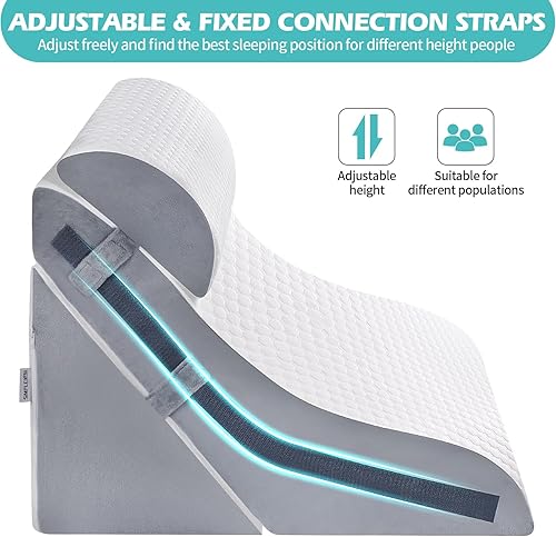 Miniatura 3 de Almohada de cuña para dormir, juego de almohada ortopédica de cuña de cama, almohadas de cuña de espuma viscoelástica ajustables 15 en 1 después de