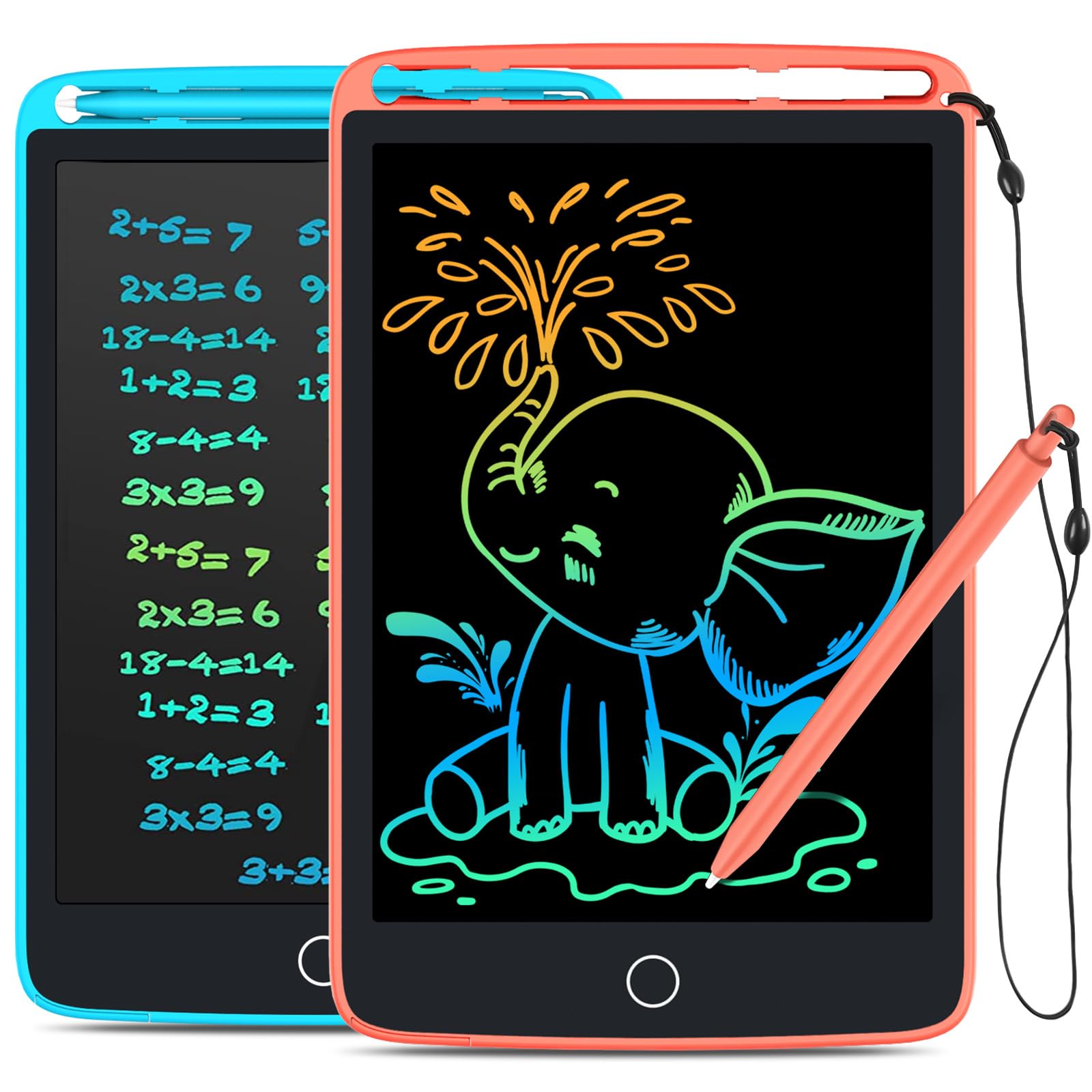 TECJOE 2 Pack LCD Writing Tablet with Fridge Magnets, Doodle Board for Kids Drawing Kitchen Memo, Christmas Stocking Stuffers Birthday Gifts Toys for Boys Girls 8.5 Inch(Blue+Pink)