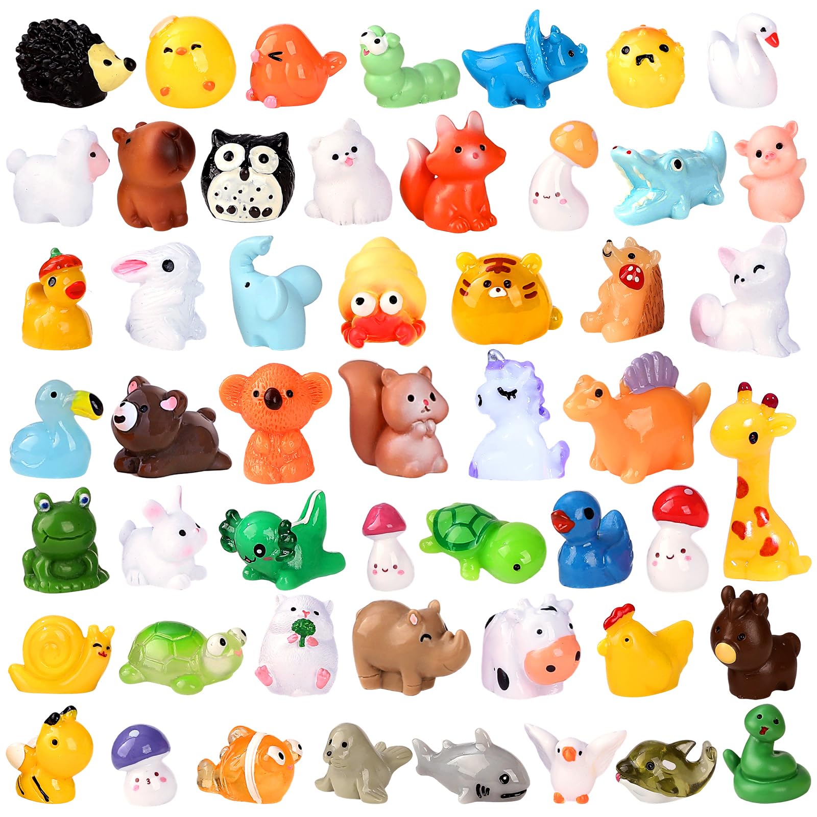 pupuluck 100pcs Mini Resin Animals 82 Styles Miniature Animal Figurines Bulk Tiny Resin Animals for Micro Fairy Garden Decor Landscape Accessories and Aquarium Decor