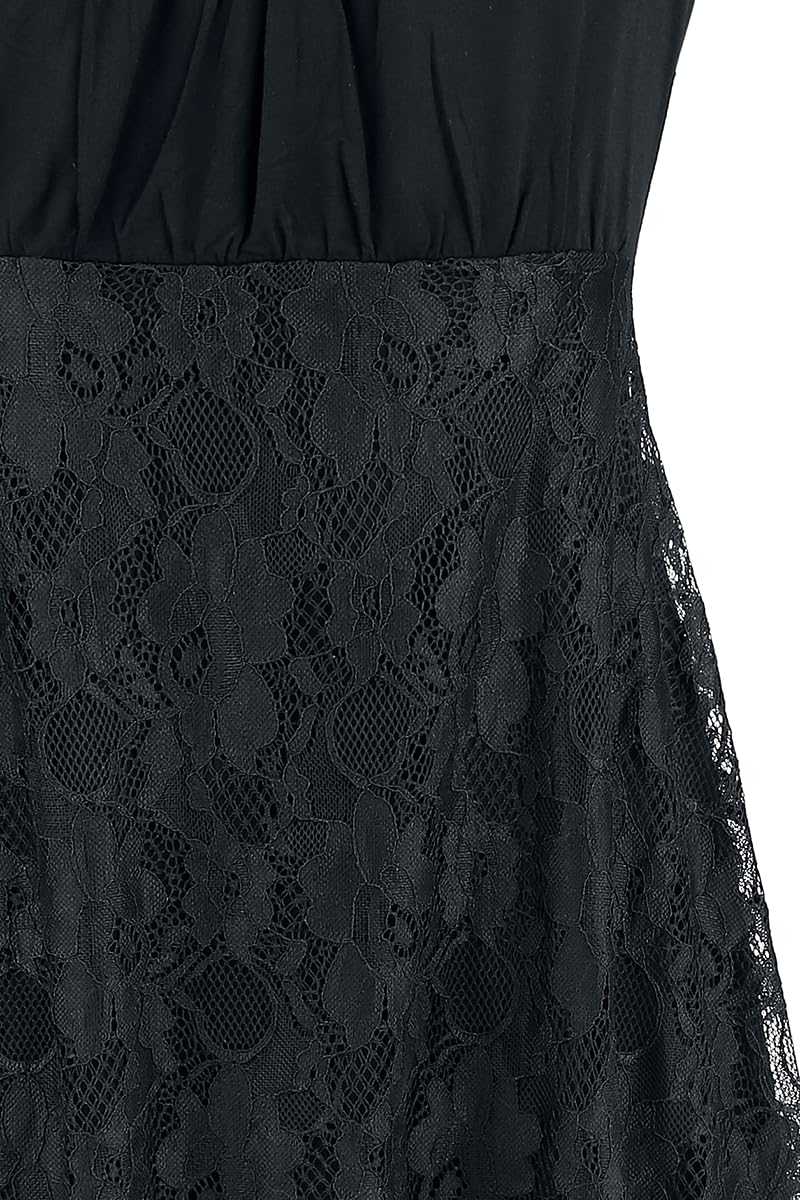 EMP Mujer Vestido Negro Falda de Encaje